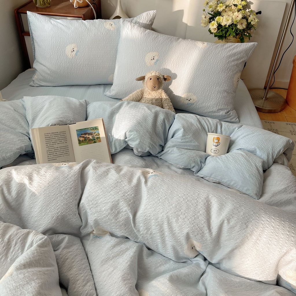 4Pcs PreCloud Linen | Set Đũi Xu Kem Style trẻ trung hiện đại | ID 4PCSPRECLOUD57