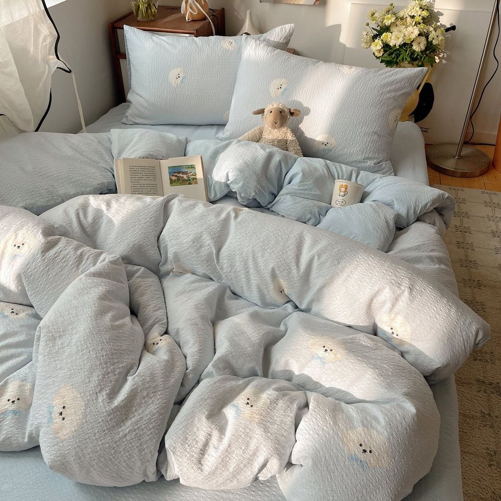 4Pcs PreCloud Linen | Set Đũi Xu Kem Style trẻ trung hiện đại | ID 4PCSPRECLOUD57