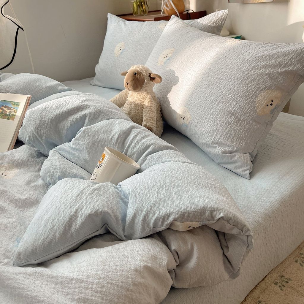 4Pcs PreCloud Linen | Set Đũi Xu Kem Style trẻ trung hiện đại | ID 4PCSPRECLOUD57