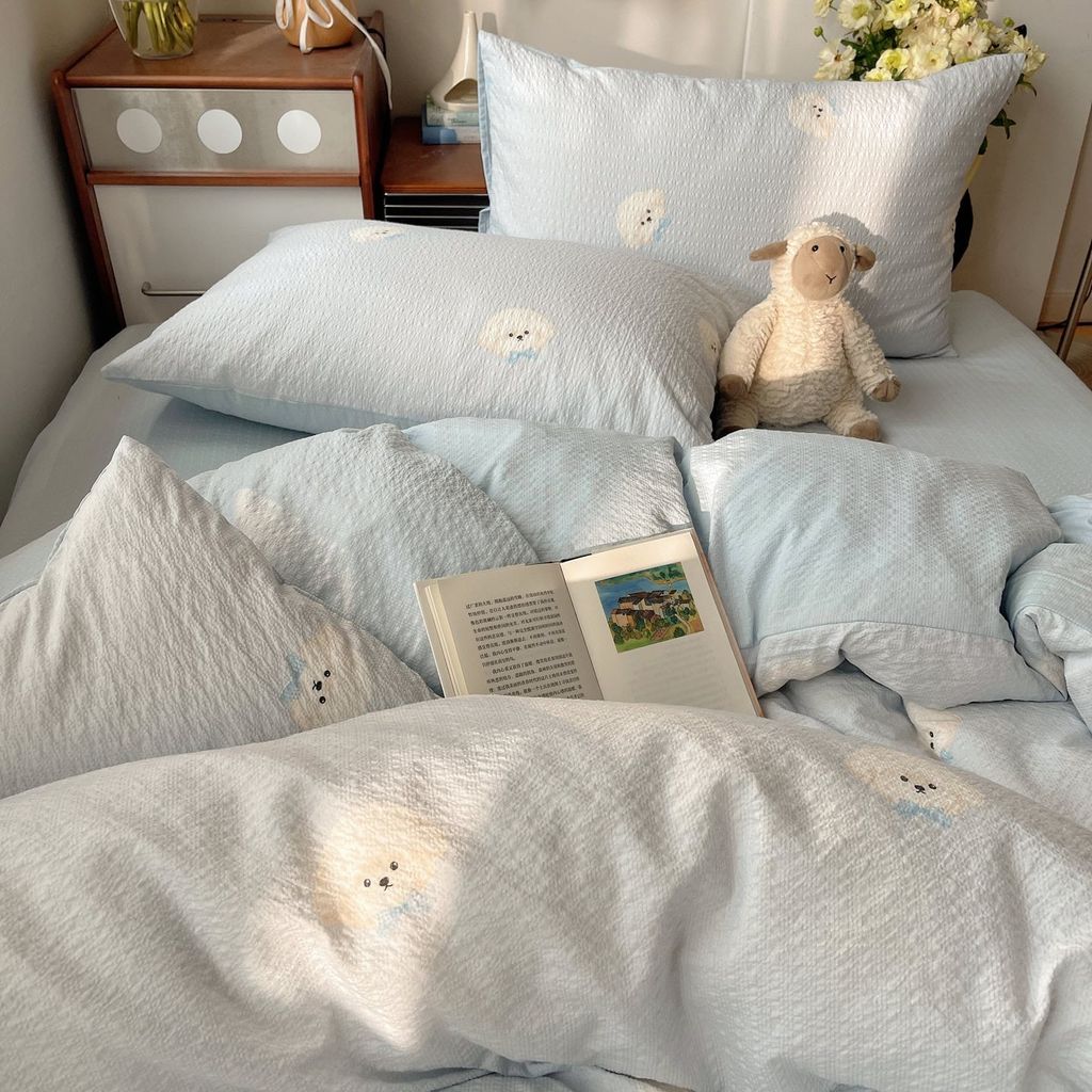 4Pcs PreCloud Linen | Set Đũi Xu Kem Style trẻ trung hiện đại | ID 4PCSPRECLOUD57