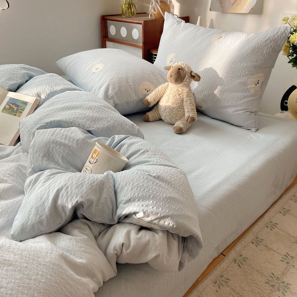 4Pcs PreCloud Linen | Set Đũi Xu Kem Style trẻ trung hiện đại | ID 4PCSPRECLOUD57