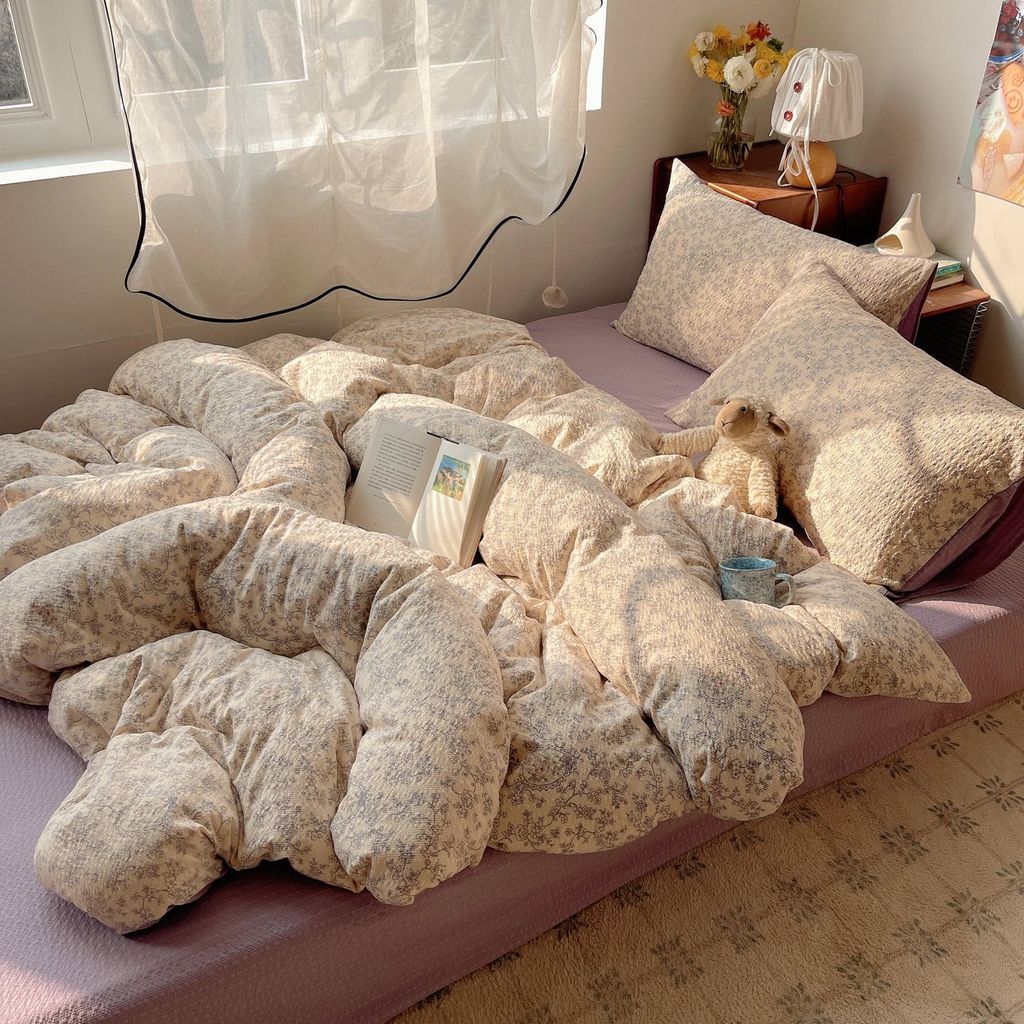 4Pcs PreCloud Linen | Set Đũi Xu Kem Style trẻ trung hiện đại | ID 4PCSPRECLOUD58
