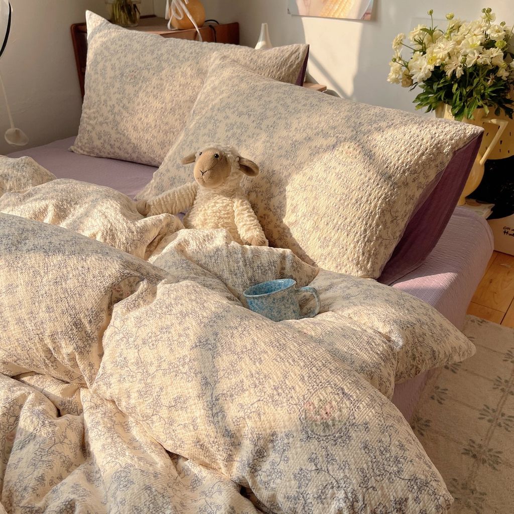 4Pcs PreCloud Linen | Set Đũi Xu Kem Style trẻ trung hiện đại | ID 4PCSPRECLOUD58