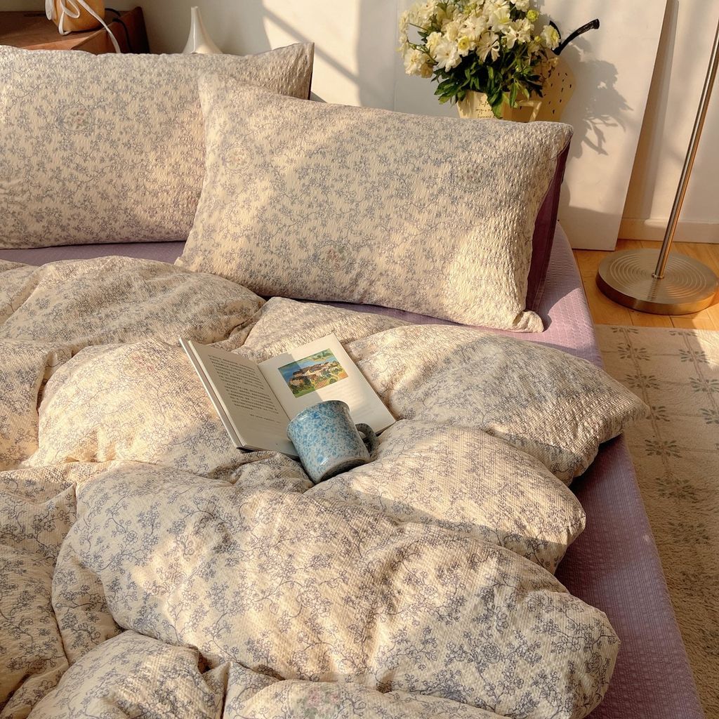 4Pcs PreCloud Linen | Set Đũi Xu Kem Style trẻ trung hiện đại | ID 4PCSPRECLOUD58
