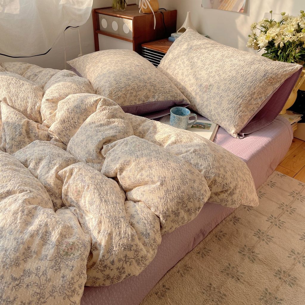 4Pcs PreCloud Linen | Set Đũi Xu Kem Style trẻ trung hiện đại | ID 4PCSPRECLOUD58