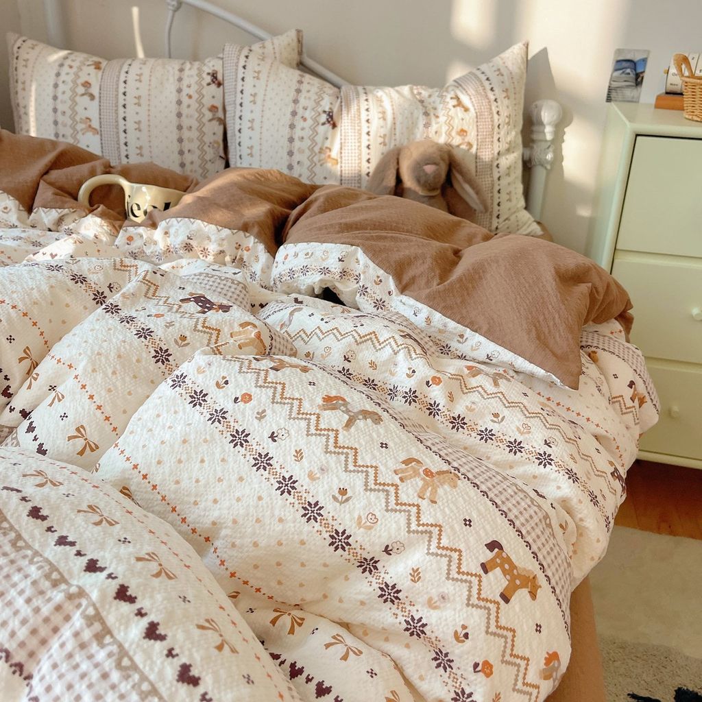 4Pcs PreCloud Linen | Set Đũi Xu Kem Style trẻ trung hiện đại | ID 4PCSPRECLOUD59