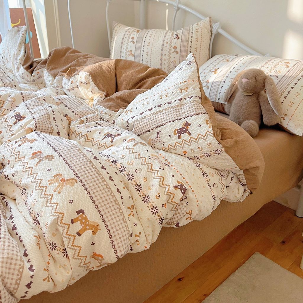 4Pcs PreCloud Linen | Set Đũi Xu Kem Style trẻ trung hiện đại | ID 4PCSPRECLOUD59