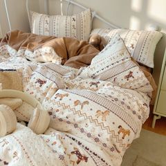 4Pcs PreCloud Linen | Set Đũi Xu Kem Style trẻ trung hiện đại | ID 4PCSPRECLOUD59