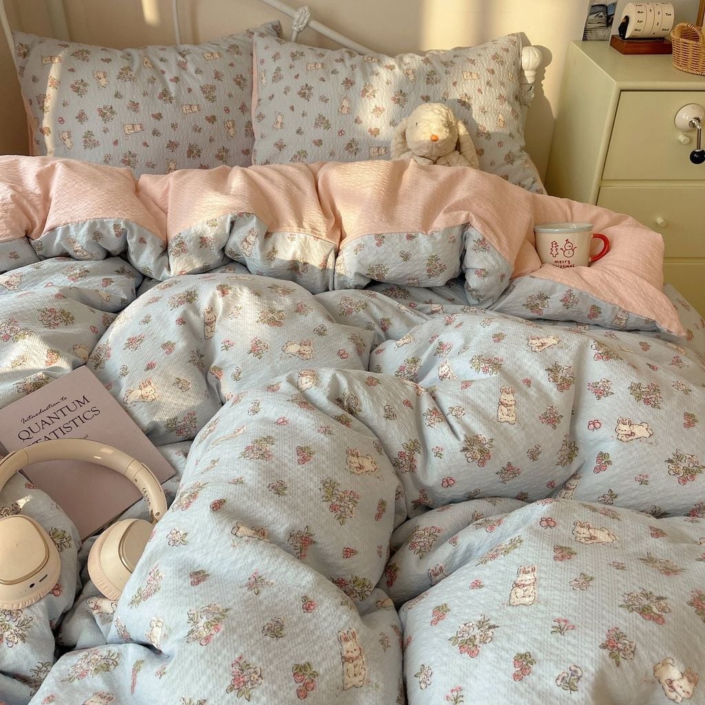 4Pcs PreCloud Linen | Set Đũi Xu Kem Style trẻ trung hiện đại | ID 4PCSPRECLOUD61