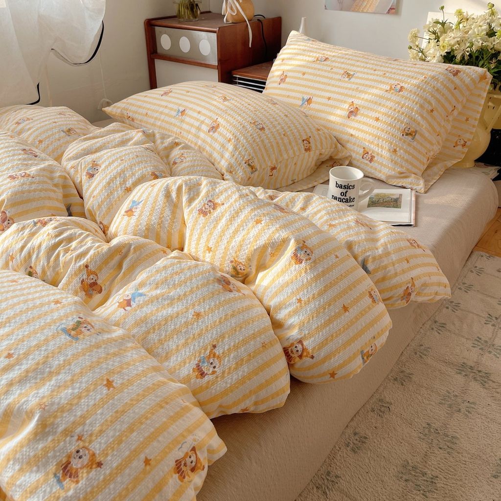 4Pcs PreCloud Linen | Set Đũi Xu Kem Style trẻ trung hiện đại | ID 4PCSPRECLOUD63