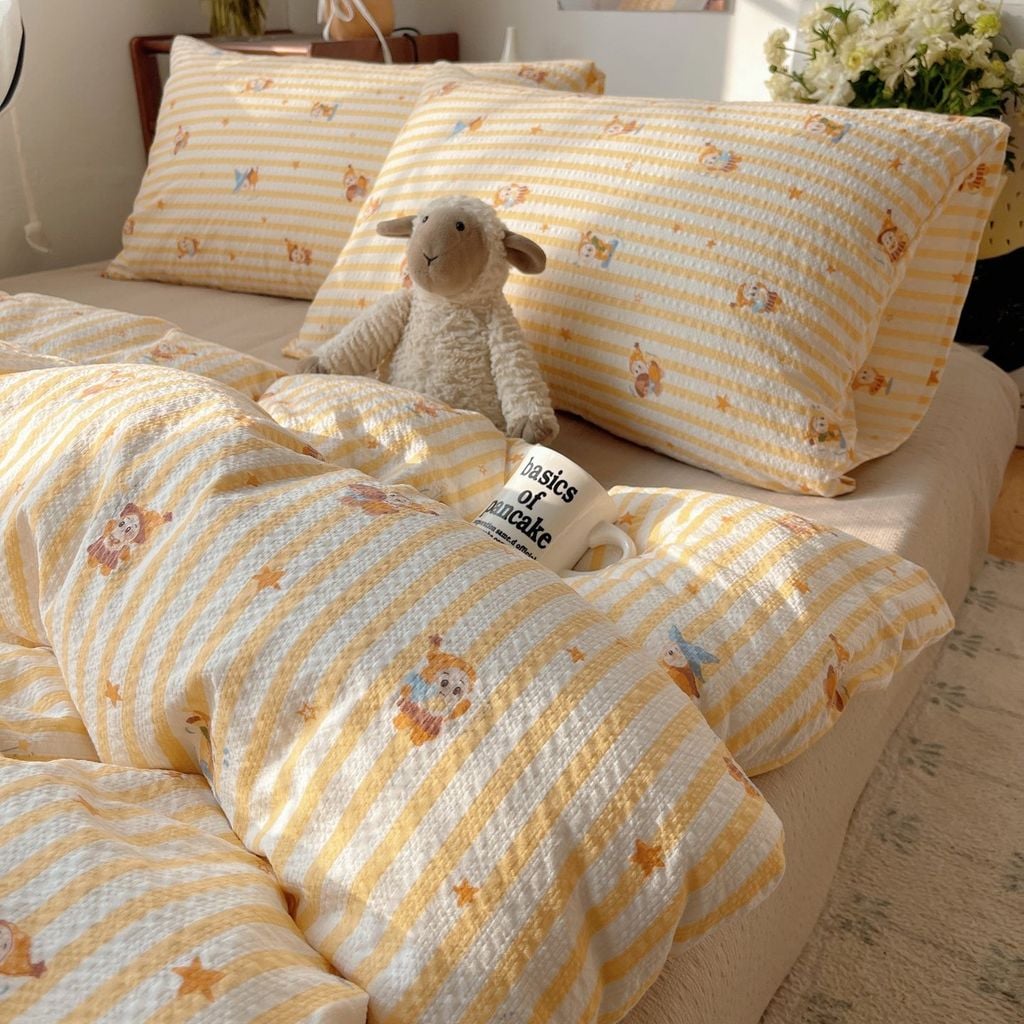 4Pcs PreCloud Linen | Set Đũi Xu Kem Style trẻ trung hiện đại | ID 4PCSPRECLOUD63