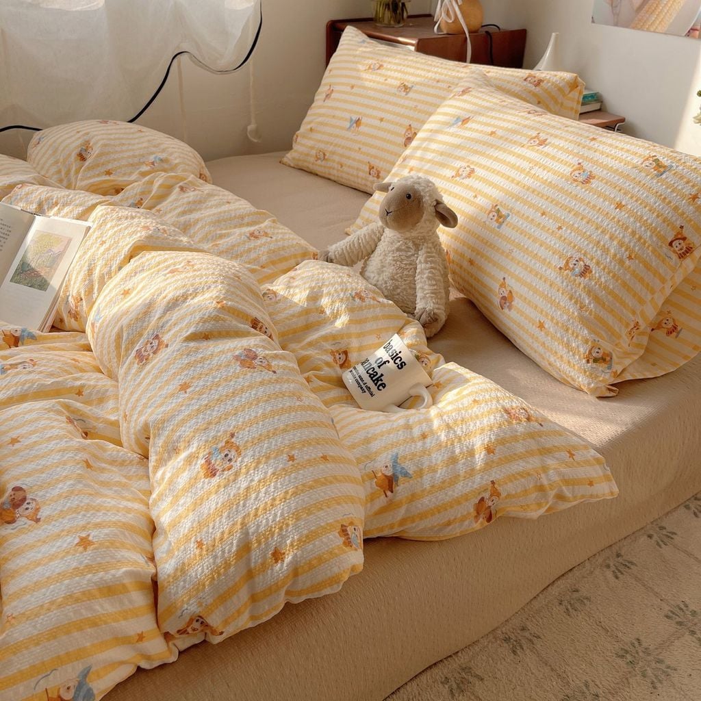 4Pcs PreCloud Linen | Set Đũi Xu Kem Style trẻ trung hiện đại | ID 4PCSPRECLOUD63