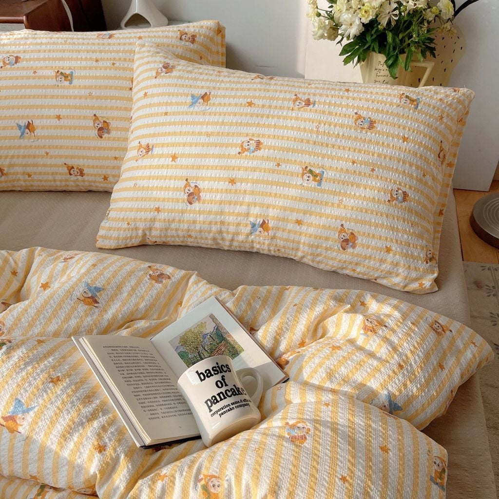 4Pcs PreCloud Linen | Set Đũi Xu Kem Style trẻ trung hiện đại | ID 4PCSPRECLOUD63