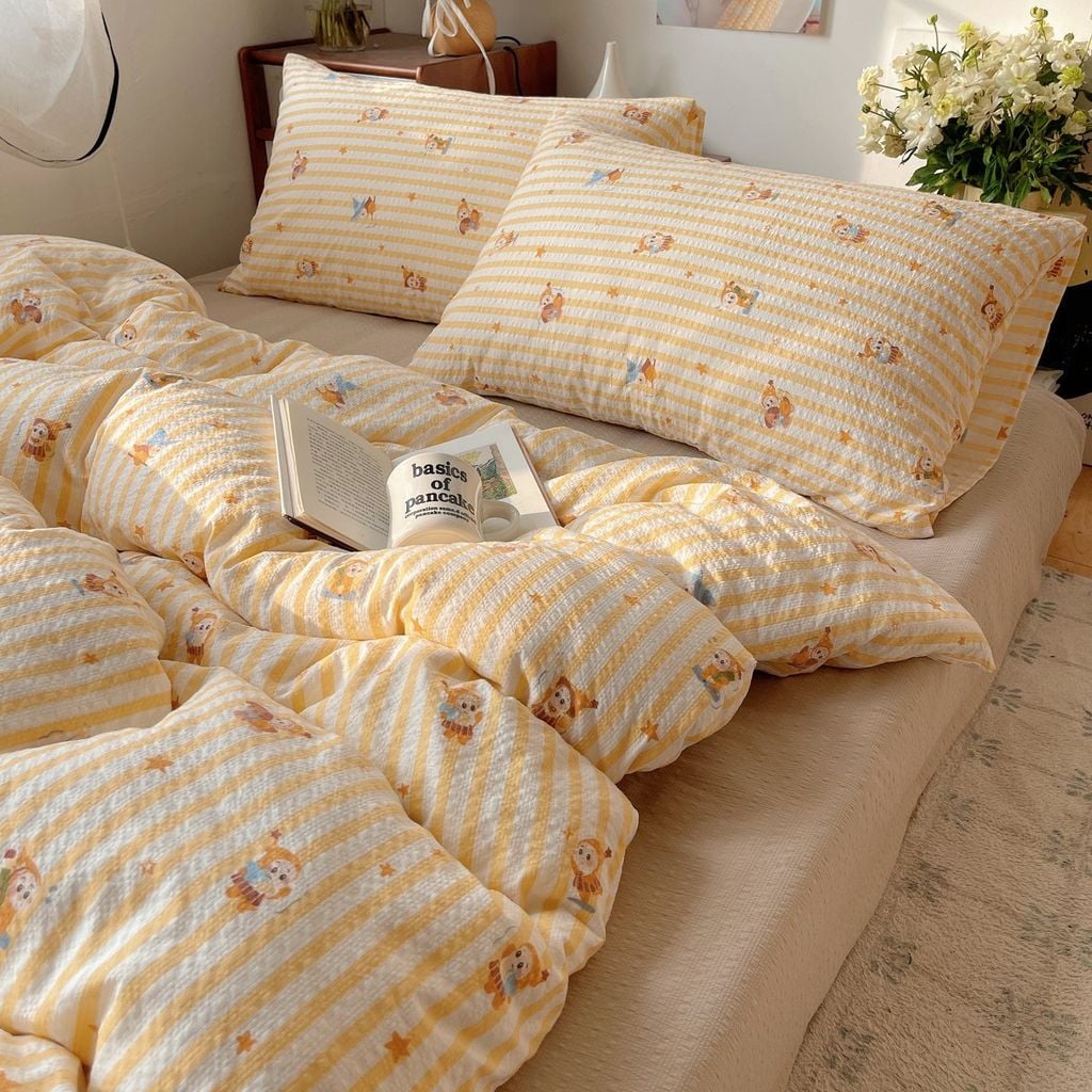 4Pcs PreCloud Linen | Set Đũi Xu Kem Style trẻ trung hiện đại | ID 4PCSPRECLOUD63