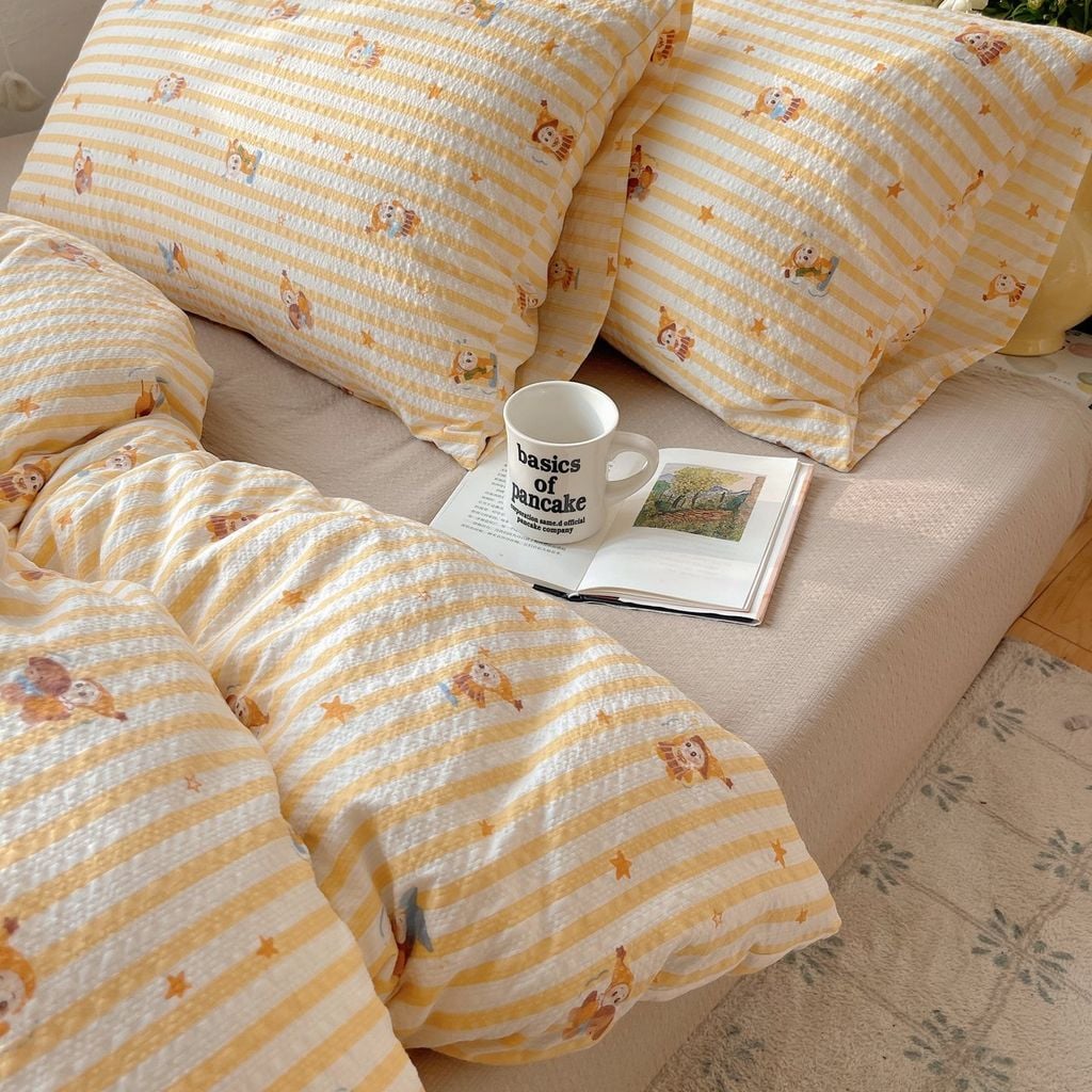 4Pcs PreCloud Linen | Set Đũi Xu Kem Style trẻ trung hiện đại | ID 4PCSPRECLOUD63