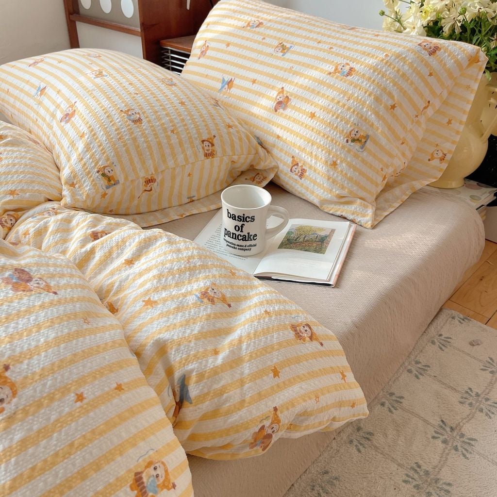 4Pcs PreCloud Linen | Set Đũi Xu Kem Style trẻ trung hiện đại | ID 4PCSPRECLOUD63