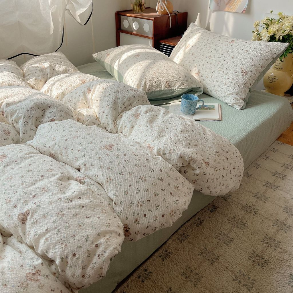 4Pcs PreCloud Linen | Set Đũi Xu Kem Style trẻ trung hiện đại | ID 4PCSPRECLOUD64