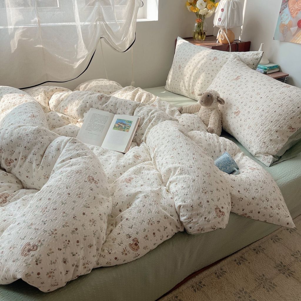 4Pcs PreCloud Linen | Set Đũi Xu Kem Style trẻ trung hiện đại | ID 4PCSPRECLOUD64