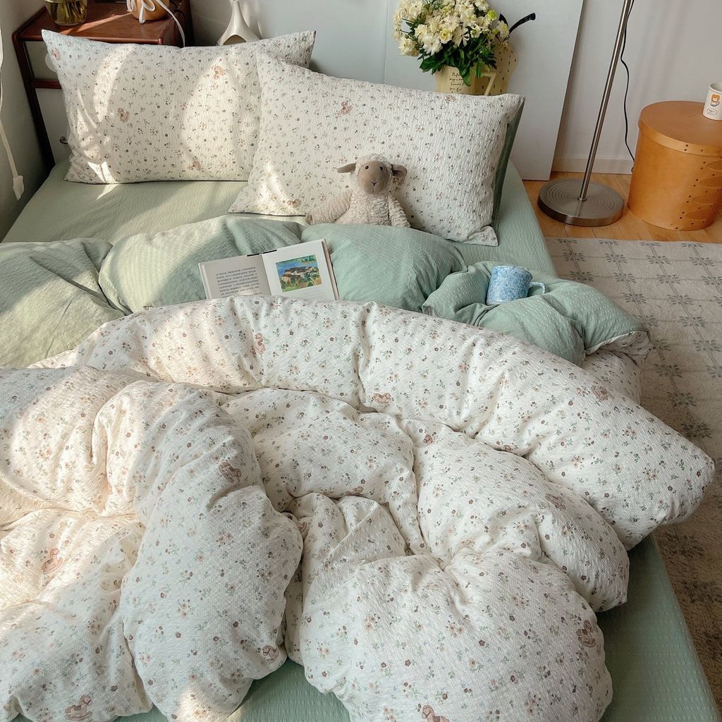 4Pcs PreCloud Linen | Set Đũi Xu Kem Style trẻ trung hiện đại | ID 4PCSPRECLOUD64