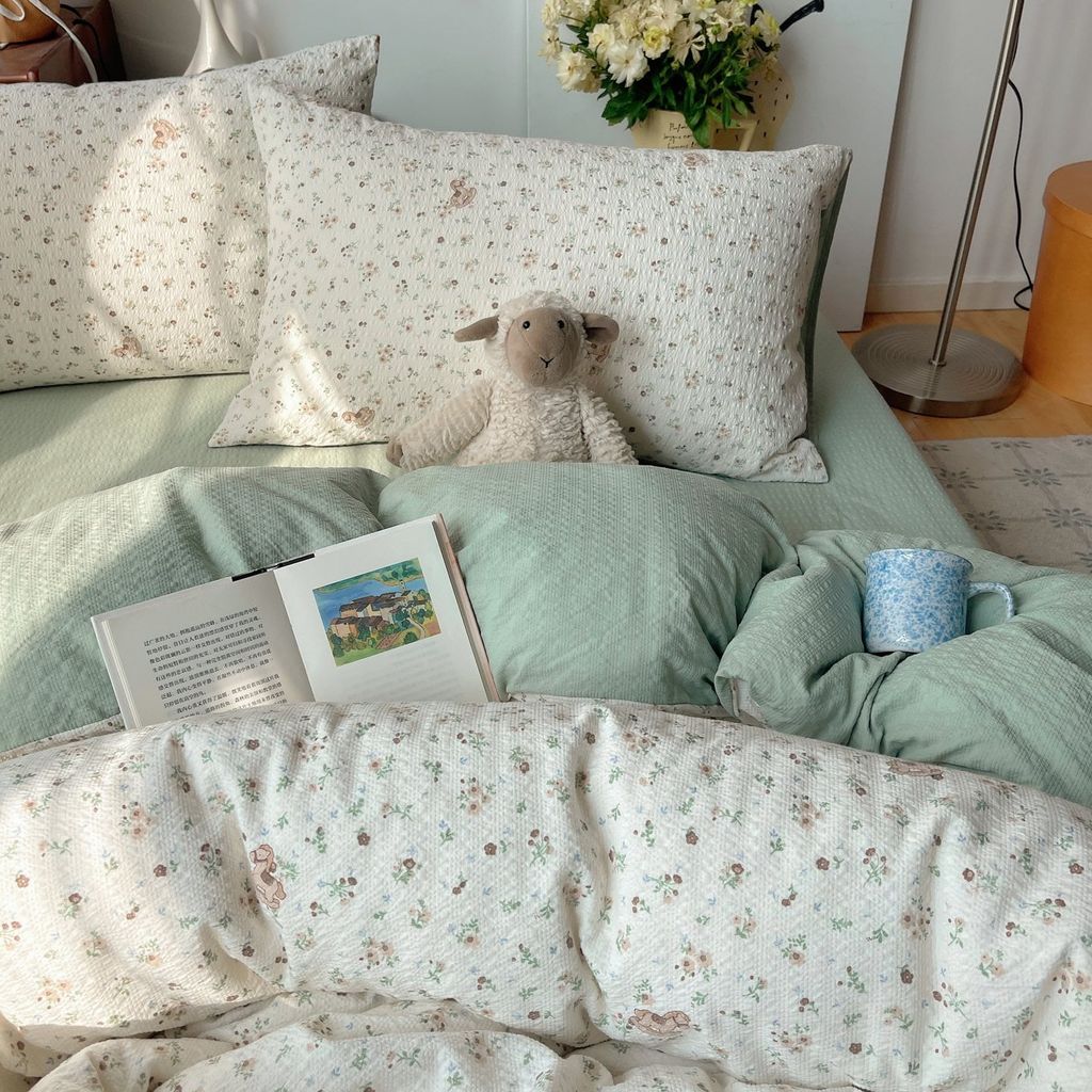 4Pcs PreCloud Linen | Set Đũi Xu Kem Style trẻ trung hiện đại | ID 4PCSPRECLOUD64