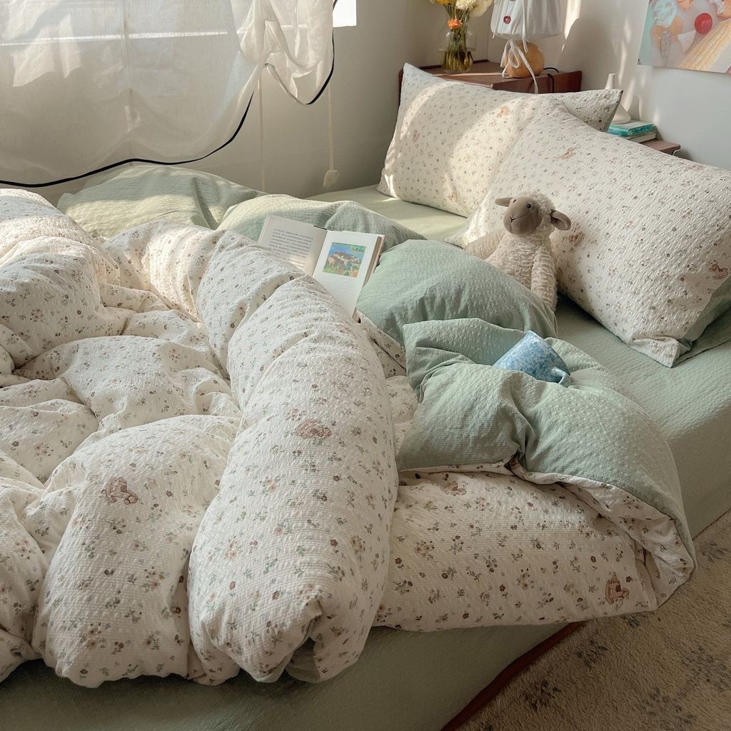 4Pcs PreCloud Linen | Set Đũi Xu Kem Style trẻ trung hiện đại | ID 4PCSPRECLOUD64