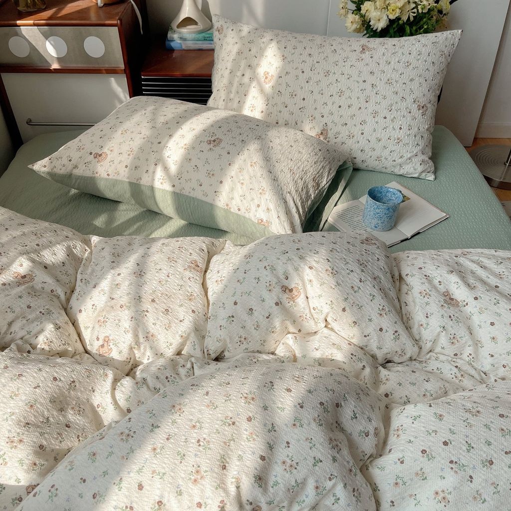 4Pcs PreCloud Linen | Set Đũi Xu Kem Style trẻ trung hiện đại | ID 4PCSPRECLOUD64