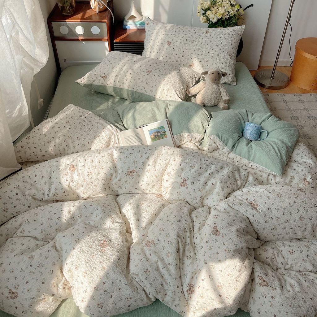 4Pcs PreCloud Linen | Set Đũi Xu Kem Style trẻ trung hiện đại | ID 4PCSPRECLOUD64