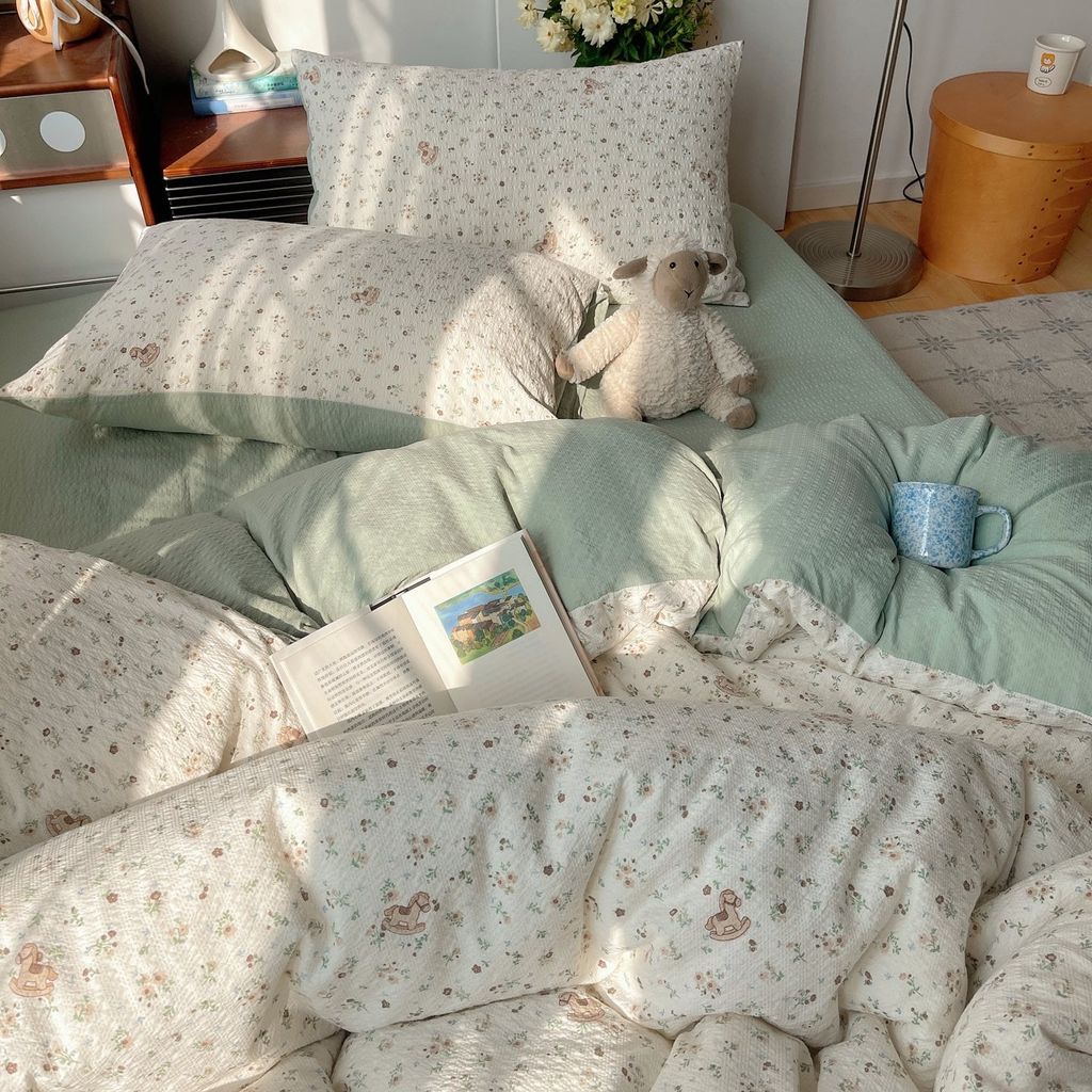 4Pcs PreCloud Linen | Set Đũi Xu Kem Style trẻ trung hiện đại | ID 4PCSPRECLOUD64
