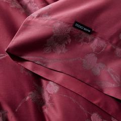 Mark Cross Wedding Bedset (4pcs) 140S Lụa Tơ Tằm Dệt Hoa Cưới Burgundy