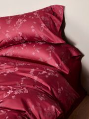 Mark Cross Wedding Bedset (4pcs) 140S Lụa Tơ Tằm Dệt Hoa Cưới Burgundy