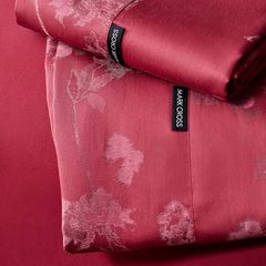 Mark Cross Wedding Bedset (4pcs) 140S Lụa Tơ Tằm Dệt Hoa Cưới Burgundy