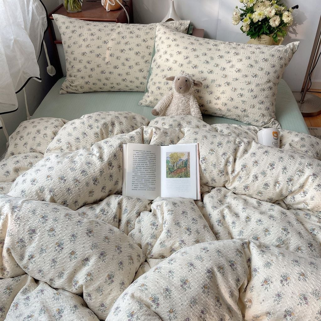 4Pcs PreCloud Linen | Set Đũi Xu Kem Style trẻ trung hiện đại | ID 4PCSPRECLOUD66