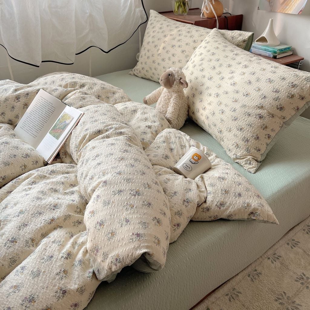 4Pcs PreCloud Linen | Set Đũi Xu Kem Style trẻ trung hiện đại | ID 4PCSPRECLOUD66
