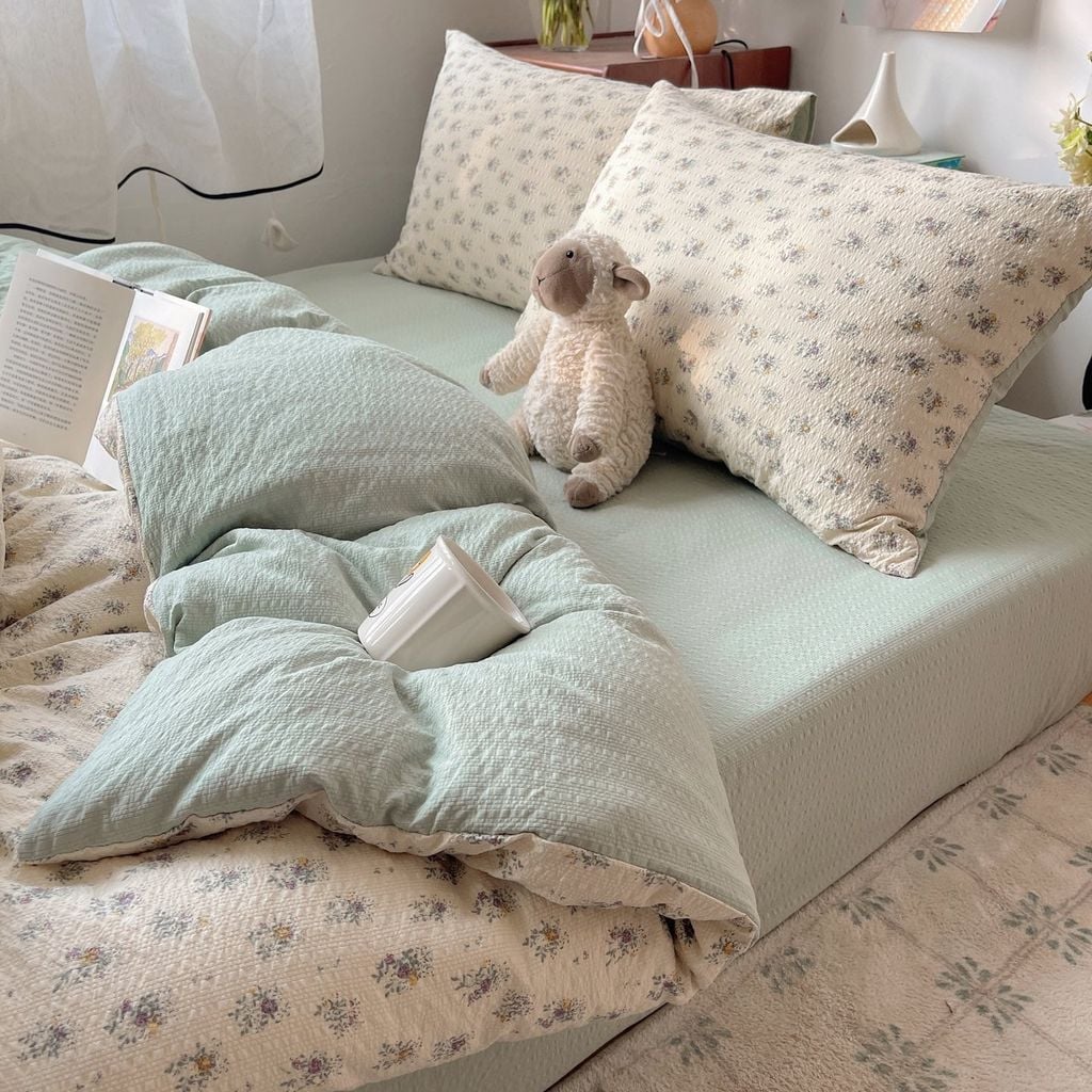 4Pcs PreCloud Linen | Set Đũi Xu Kem Style trẻ trung hiện đại | ID 4PCSPRECLOUD66