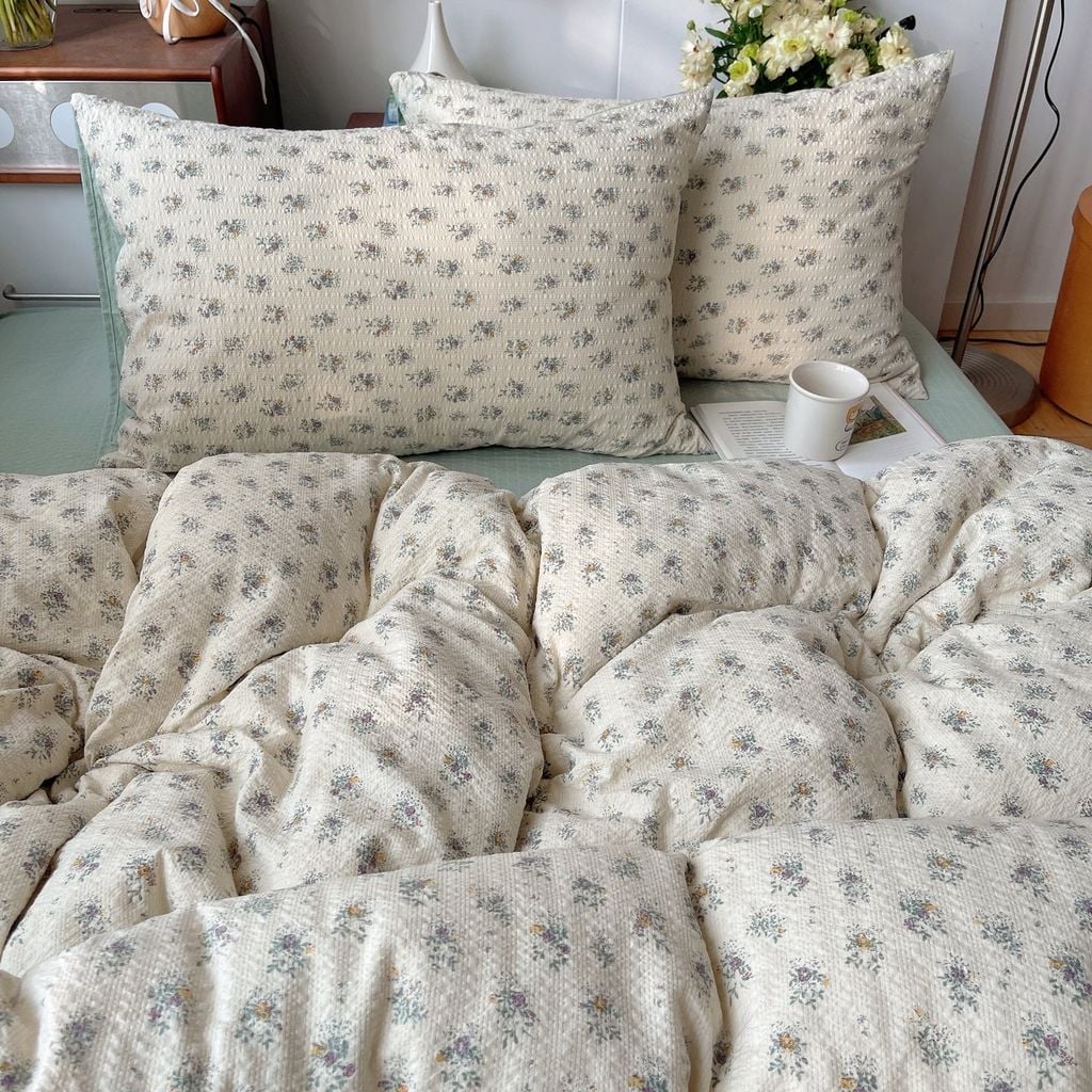 4Pcs PreCloud Linen | Set Đũi Xu Kem Style trẻ trung hiện đại | ID 4PCSPRECLOUD66