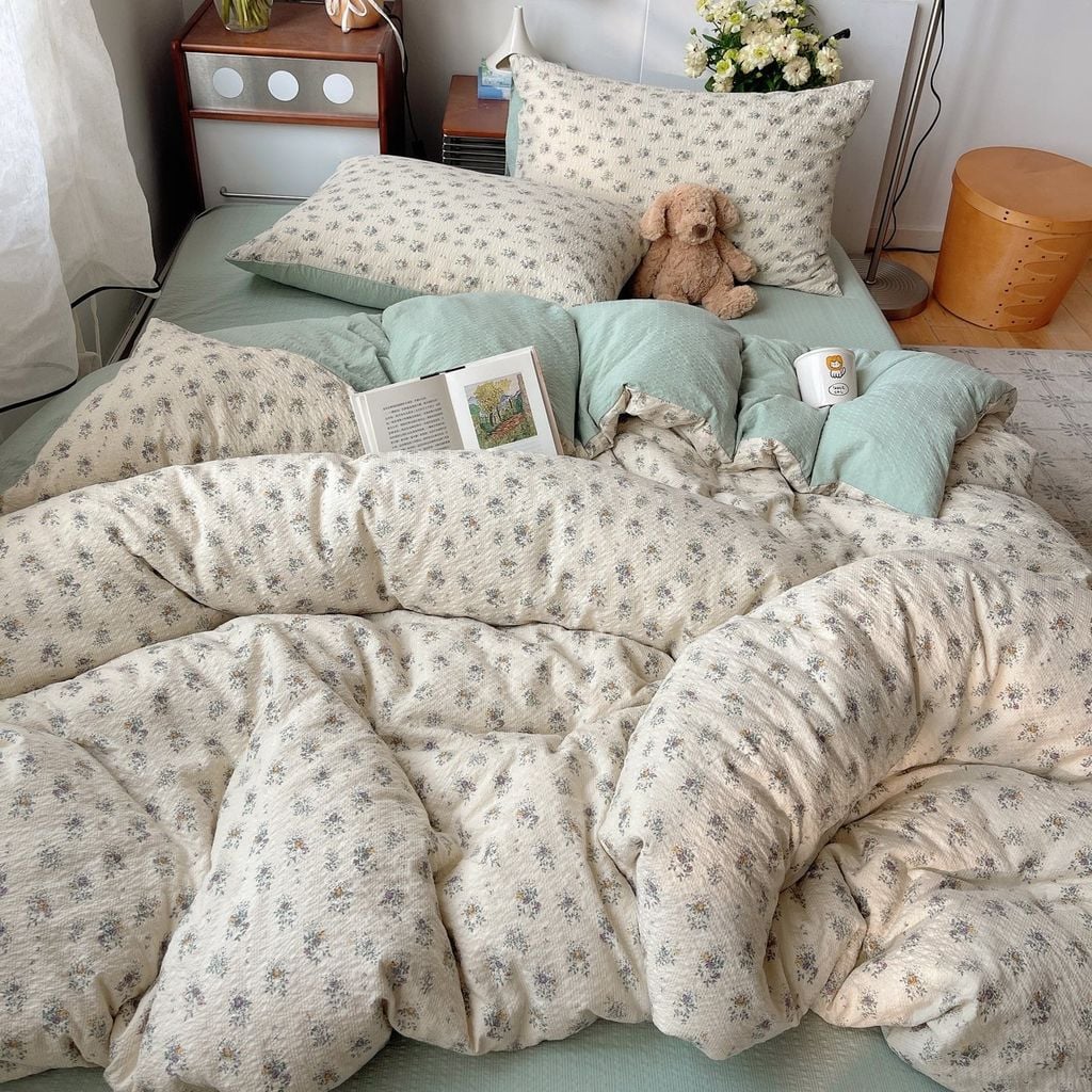 4Pcs PreCloud Linen | Set Đũi Xu Kem Style trẻ trung hiện đại | ID 4PCSPRECLOUD66