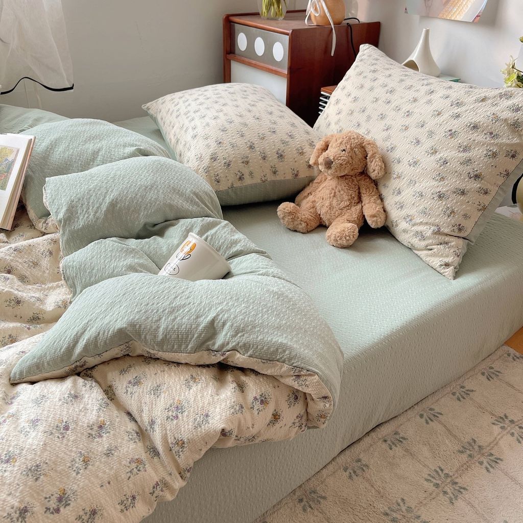 4Pcs PreCloud Linen | Set Đũi Xu Kem Style trẻ trung hiện đại | ID 4PCSPRECLOUD66