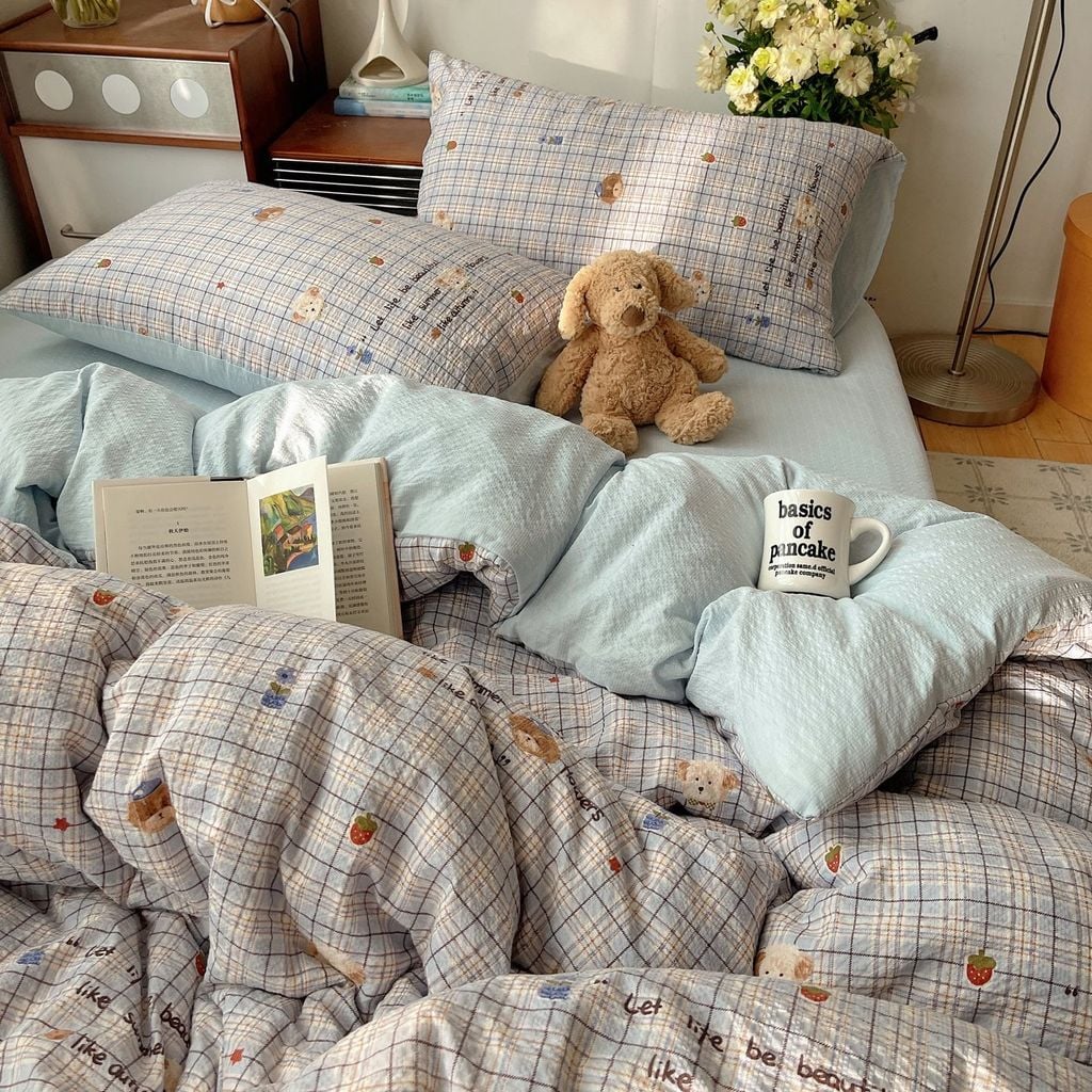 4Pcs PreCloud Linen | Set Đũi Xu Kem Style trẻ trung hiện đại | ID 4PCSPRECLOUD69