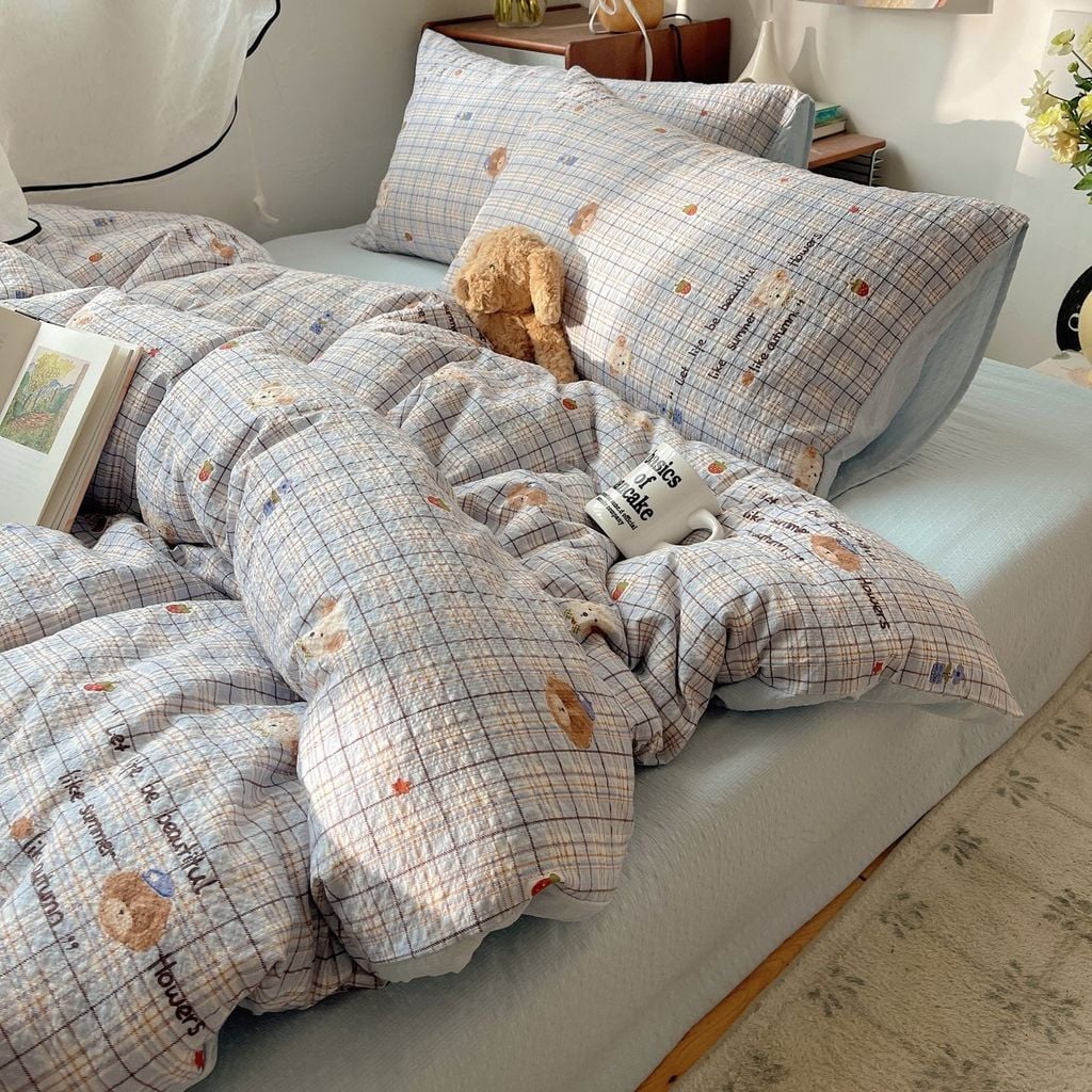 4Pcs PreCloud Linen | Set Đũi Xu Kem Style trẻ trung hiện đại | ID 4PCSPRECLOUD69