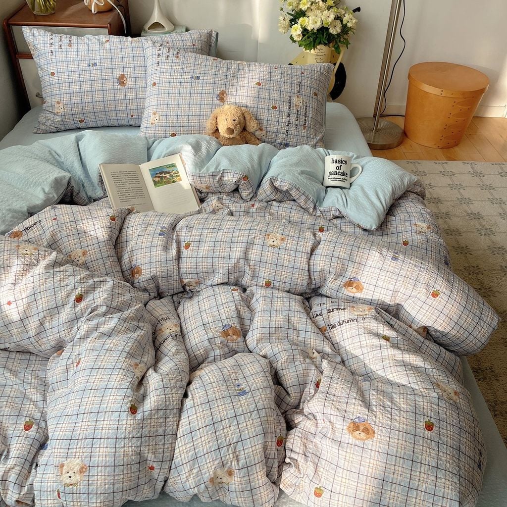 4Pcs PreCloud Linen | Set Đũi Xu Kem Style trẻ trung hiện đại | ID 4PCSPRECLOUD69