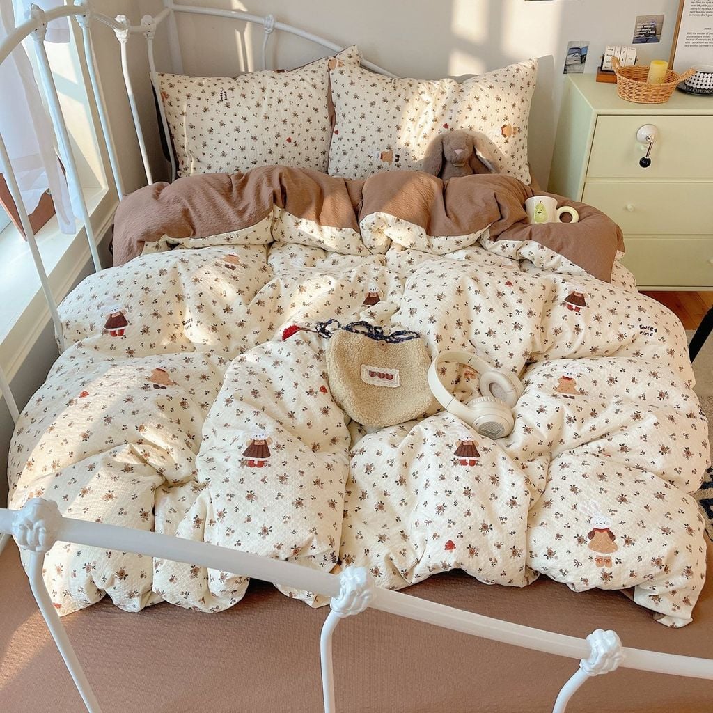 4Pcs PreCloud Linen | Set Đũi Xu Kem Style trẻ trung hiện đại | ID 4PCSPRECLOUD71