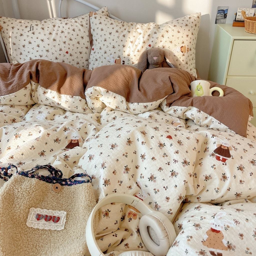 4Pcs PreCloud Linen | Set Đũi Xu Kem Style trẻ trung hiện đại | ID 4PCSPRECLOUD71