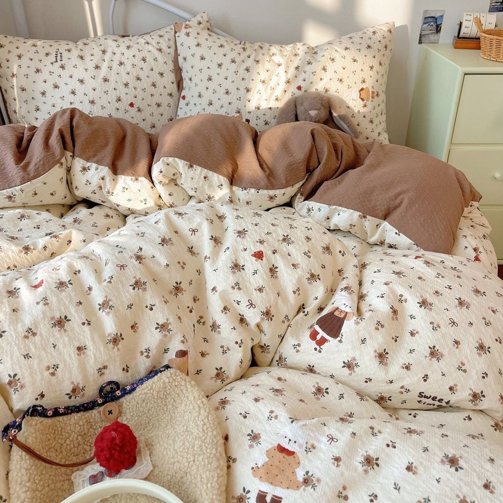 4Pcs PreCloud Linen | Set Đũi Xu Kem Style trẻ trung hiện đại | ID 4PCSPRECLOUD71
