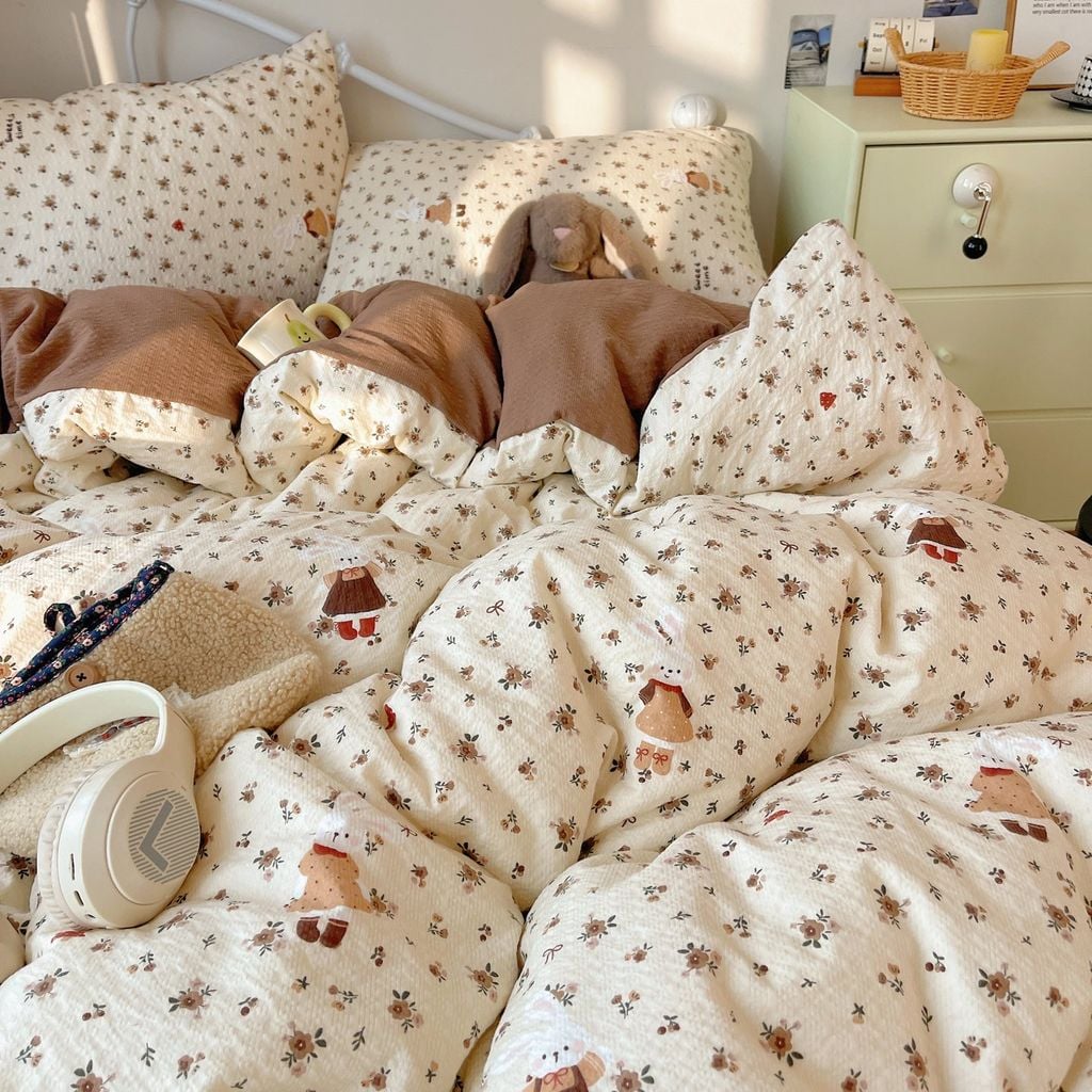4Pcs PreCloud Linen | Set Đũi Xu Kem Style trẻ trung hiện đại | ID 4PCSPRECLOUD71