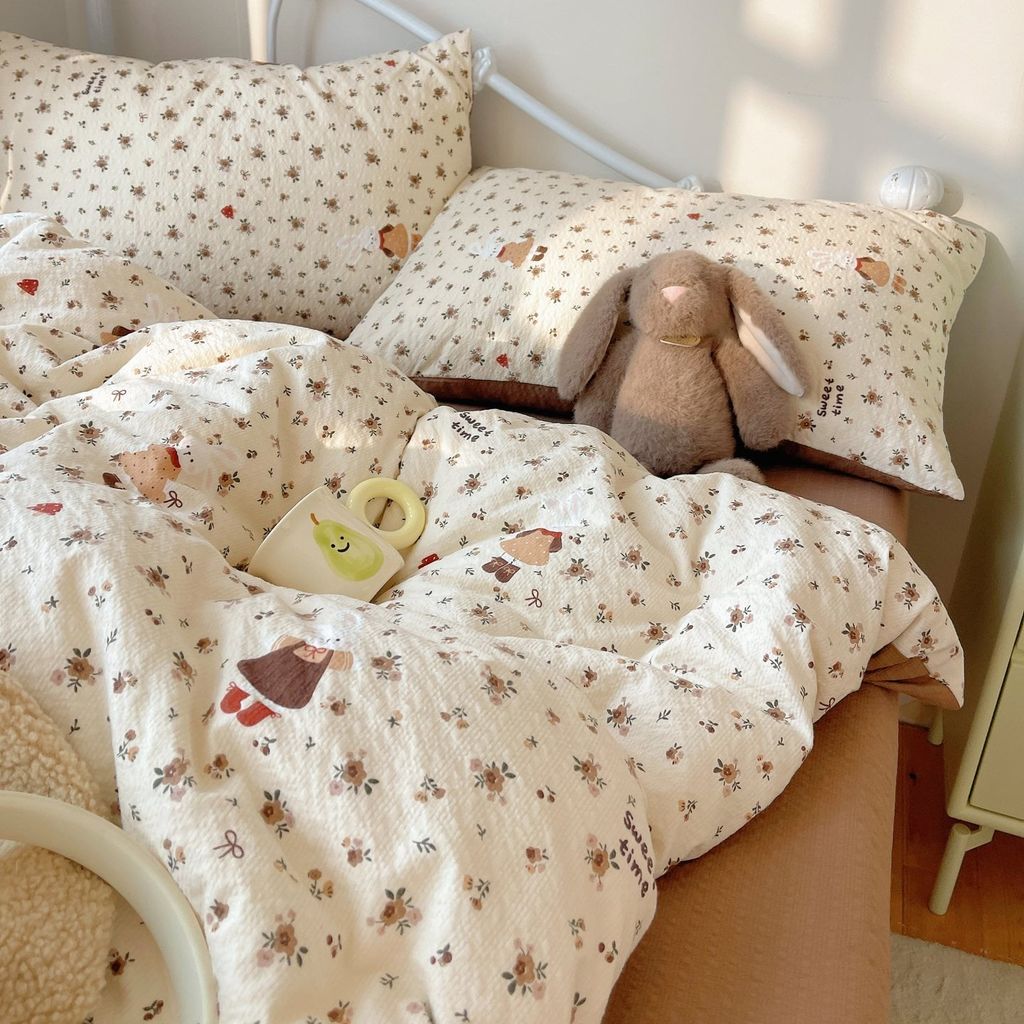 4Pcs PreCloud Linen | Set Đũi Xu Kem Style trẻ trung hiện đại | ID 4PCSPRECLOUD71