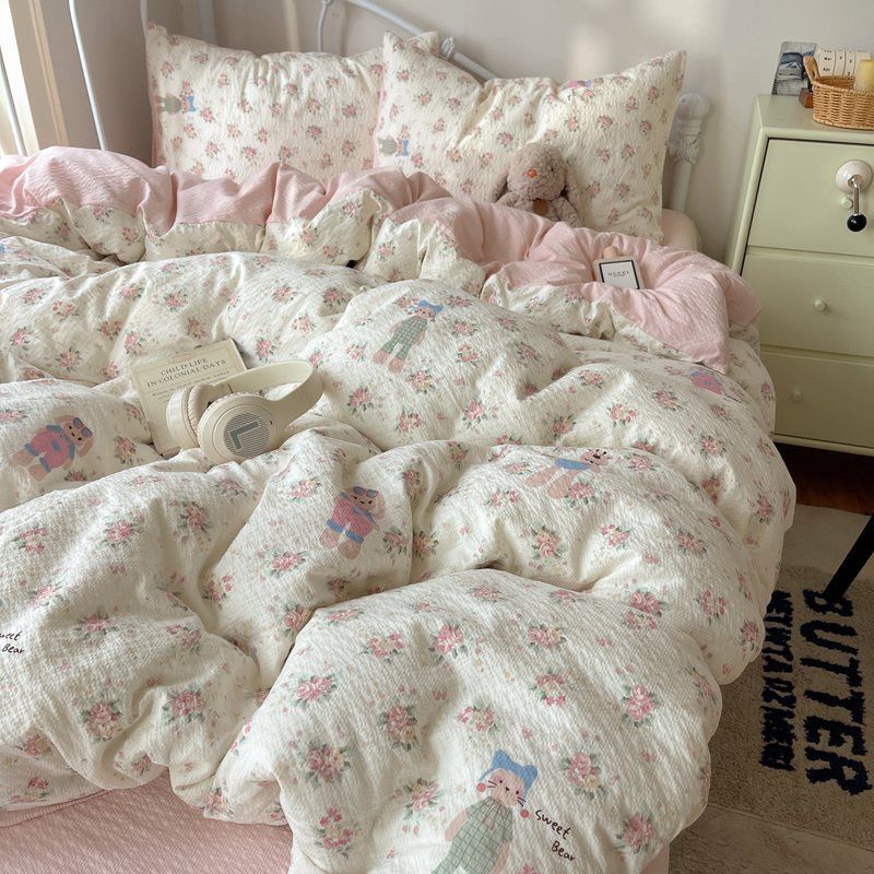 4Pcs PreCloud Linen | Set Đũi Xu Kem Style trẻ trung hiện đại | ID 4PCSPRECLOUD72