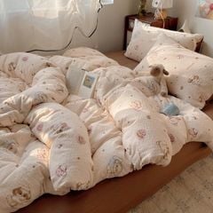 4Pcs PreCloud Linen | Set Đũi Xu Kem Style trẻ trung hiện đại | ID 4PCSPRECLOUD73
