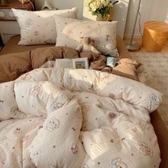 4Pcs PreCloud Linen | Set Đũi Xu Kem Style trẻ trung hiện đại | ID 4PCSPRECLOUD73
