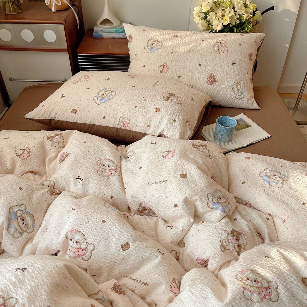 4Pcs PreCloud Linen | Set Đũi Xu Kem Style trẻ trung hiện đại | ID 4PCSPRECLOUD73