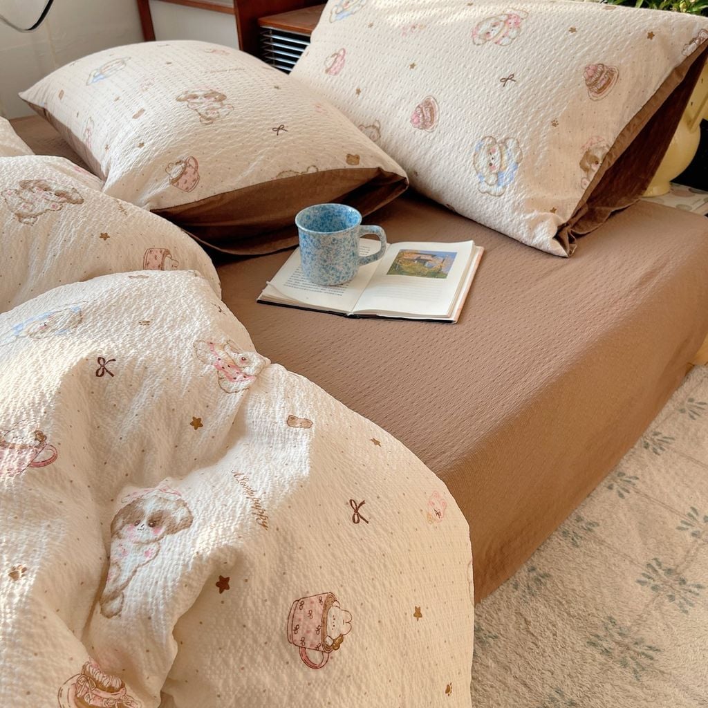 4Pcs PreCloud Linen | Set Đũi Xu Kem Style trẻ trung hiện đại | ID 4PCSPRECLOUD73
